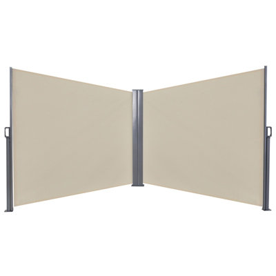 Outsunny Retractable Double Side Awning Screen Fence Privacy Beige, 6x1.8m