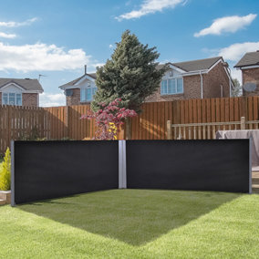 Outsunny Retractable Double Side Awning Screen Fence Privacy Dark Grey, 6x1.8m