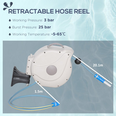 TOUGH MASTER® Retractable Hose Reel Automatic, Wall-Mounted Hose Pipe - 20  Metres (TM-HRA22M) buy Online at UK Planet Tools shop