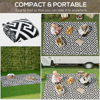 Outsunny Reversible Outdoor Rug Portable Plastic Straw RV Camping Mat - 4