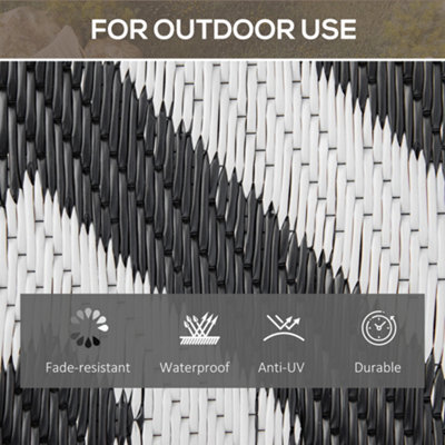 Outsunny Reversible Outdoor Rug Portable Plastic Straw RV Camping Mat - 5