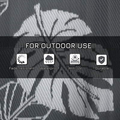 Outsunny Reversible Waterproof Outdoor Rug W/ Carry Bag, 182 x 274cm, Grey