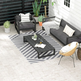 Outsunny Reversible Waterproof Outdoor Rug W/ Carry Bag, 182 x 274cm, Grey