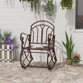 Outsunny Rocking Chair Outdoor Single Seat Patio Metal Bronze