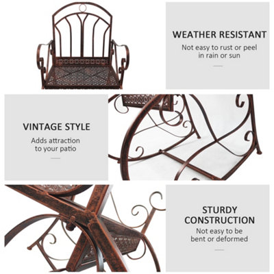 Outsunny Rocking Chair Outdoor Single Seat Patio Metal Bronze - 5