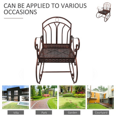 Outsunny Rocking Chair Outdoor Single Seat Patio Metal Bronze - 6