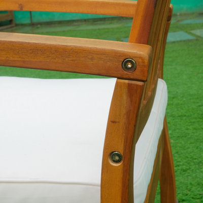 Outsunny Rocking Chair Porch Slat Cushion Acacia Hardwood Deck Indoor Outdoor - 5