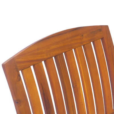 Outsunny Rocking Chair Porch Slat Cushion Acacia Hardwood Deck Indoor Outdoor - 7