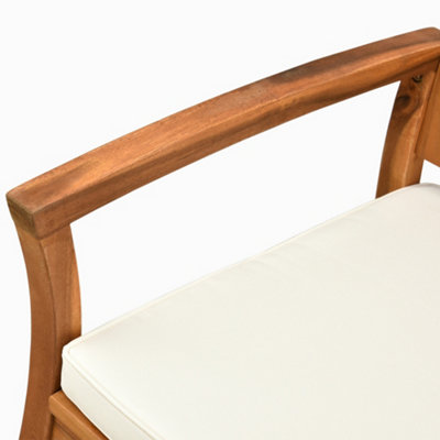 Outsunny Rocking Chair Porch Slat Cushion Acacia Hardwood Deck Indoor Outdoor - 9
