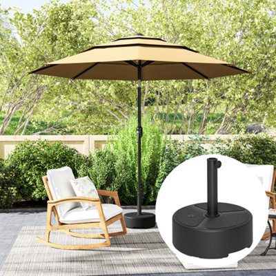 Outdoor Umbrella Stand HONEY JOY Fillable Round Patio Umbrella Base Water And Sand Filled Base Parasol