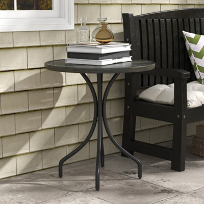 Outsunny Round Garden Table Outdoor Side Table with Steel Frame Grey
