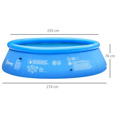Outsunny Round Inflatable Swimming Pool Family-Sized Blow Up 274x76cm Blue - 3