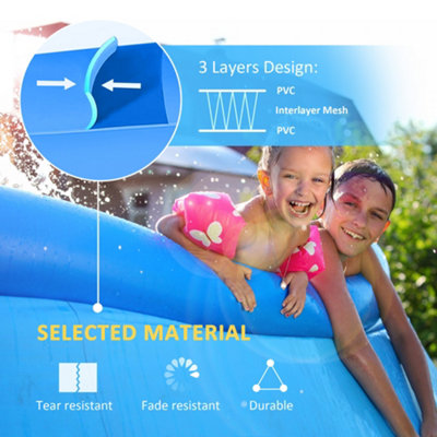 Outsunny Round Inflatable Swimming Pool Family-Sized Blow Up 274x76cm Blue - 6