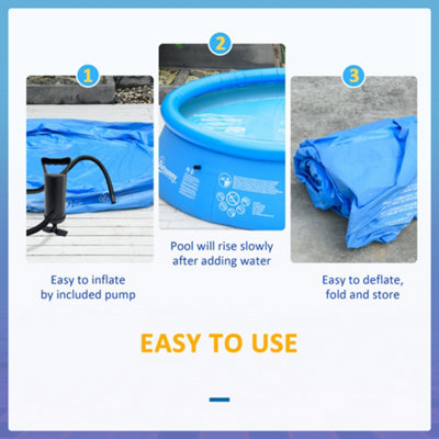 Outsunny Round Inflatable Swimming Pool Family-Sized Blow Up 274x76cm Blue - 7
