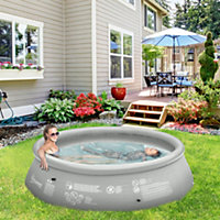 Outsunny Round Inflatable Swimming Pool Family-Sized Blow Up 274x76cm Grey