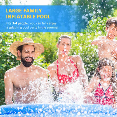 Outsunny Round Inflatable Swimming Pool Family-Sized Blow Up Pool ...
