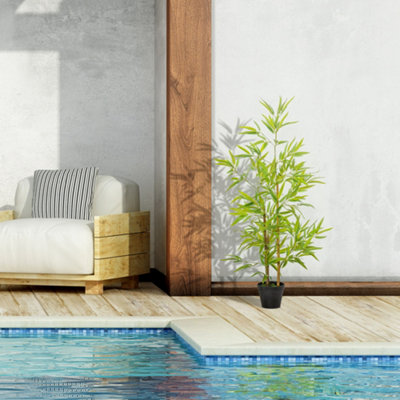 Outsunny Set of 2 120cm/4FT Artificial Bamboo Trees Plant w/ Pot Indoor Outdoor - 4
