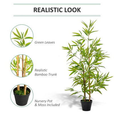 Outsunny Set of 2 120cm/4FT Artificial Bamboo Trees Plant w/ Pot Indoor Outdoor - 5