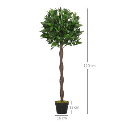 Outsunny Set Of 2 120cm Artificial Bay Laurel Topiary Trees w/ Pot Fake - 3