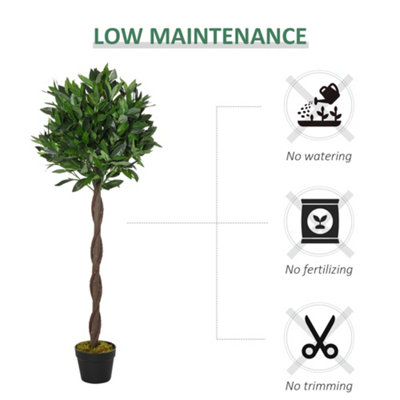 Outsunny Set Of 2 120cm Artificial Bay Laurel Topiary Trees w/ Pot Fake - 6