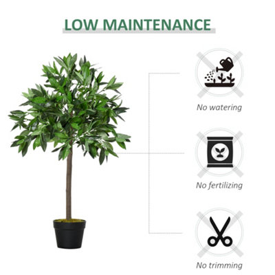 Outsunny Set Of 2 90cm/3FT Artificial Bay Laurel Topiary Trees w/Pot Fake Plant - 6