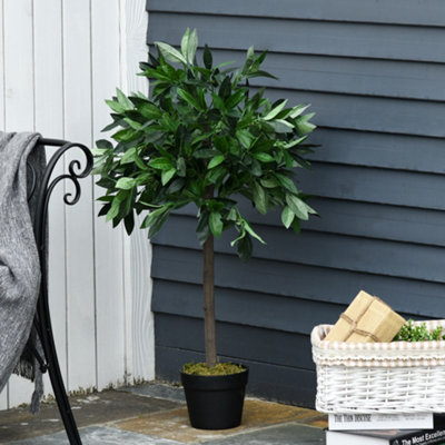 Outsunny Set Of 2 90cm/3FT Artificial Bay Laurel Topiary Trees w/Pot Fake Plant - 7