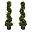 Outsunny Set Of 2 90cm/3FT Artificial Spiral Topiary Trees w/ Pot Fake Plant