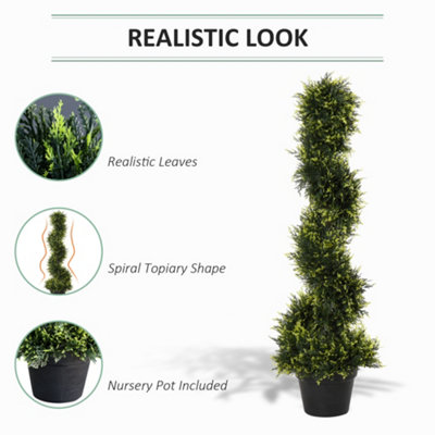 Outsunny Set Of 2 90cm/3FT Artificial Spiral Topiary Trees w/ Pot Fake Plant - 5