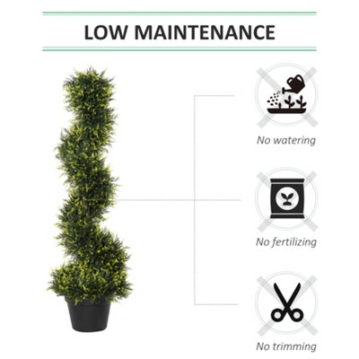 Outsunny Set Of 2 90cm/3FT Artificial Spiral Topiary Trees w/ Pot Fake Plant - 6