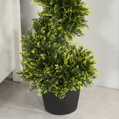 Outsunny Set Of 2 90cm/3FT Artificial Spiral Topiary Trees w/ Pot Fake Plant - 8