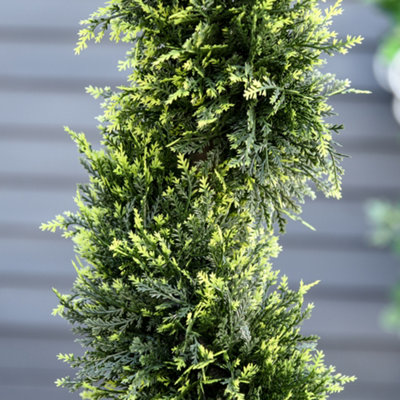Outsunny Set Of 2 90cm/3FT Artificial Spiral Topiary Trees w/ Pot Fake Plant - 9