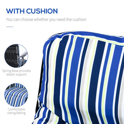 Outsunny Set of 2 Adjustable Sun Lounger Recliner Reclining Seat Blue and White - 4
