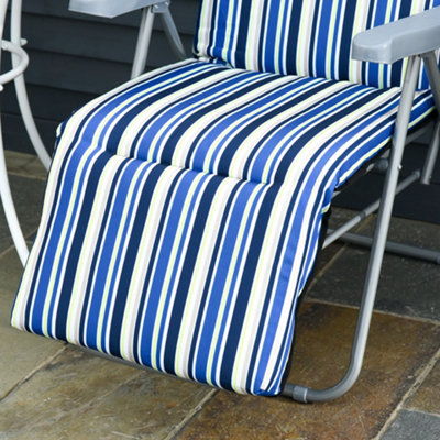 Outsunny Set of 2 Adjustable Sun Lounger Recliner Reclining Seat Blue and White - 8