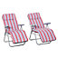 Outsunny Set of 2 Adjustable Sun Lounger Recliner Reclining Seat Red and White