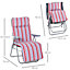 Outsunny Set of 2 Adjustable Sun Lounger Recliner Reclining Seat Red and White