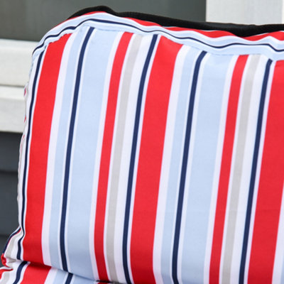 Outsunny Set of 2 Adjustable Sun Lounger Recliner Reclining Seat Red and White - 9