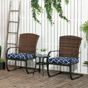 Outsunny Set of 2 Chair Cushions Seat Pads w/ Ties Blue for Garden Chairs Blue
