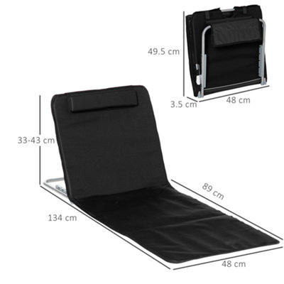 Outsunny Set of 2 Foldable Garden Beach Chair Mat Lightweight Outdoor Sun Lounger Seats Adjustable Back Metal Frame - 3