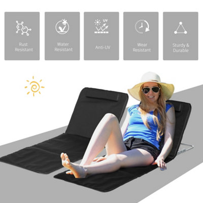Outsunny Set of 2 Foldable Garden Beach Chair Mat Lightweight Outdoor Sun Lounger Seats Adjustable Back Metal Frame - 4