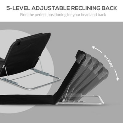 Outsunny Set of 2 Foldable Garden Beach Chair Mat Lightweight Outdoor Sun Lounger Seats Adjustable Back Metal Frame - 5