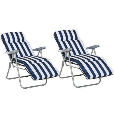 Outsunny Set of 2 Folding Sun Lounger Recliner Chairs Daybed Cushioned