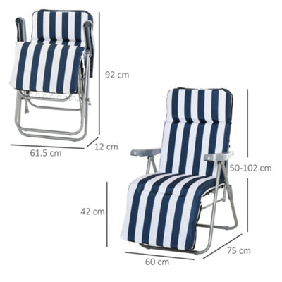 Outsunny Set of 2 Folding Sun Lounger Recliner Chairs Daybed Cushioned - 3