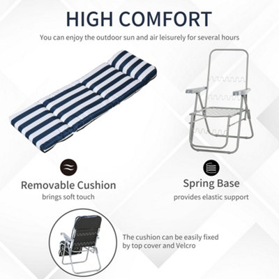 Outsunny Set of 2 Folding Sun Lounger Recliner Chairs Daybed Cushioned - 6