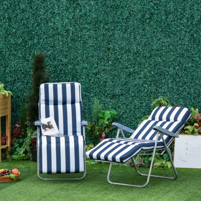 Outsunny Set of 2 Folding Sun Lounger Recliner Chairs Daybed Cushioned - 8
