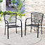 Outsunny Set of 2 Metal Garden Chairs for Patio, Park, Porch and Lawn, Grey