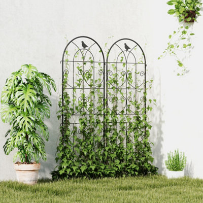 Outsunny Set of 2 Metal Garden Trellis, Outdoor Trellis Panels, 150 x 50cm