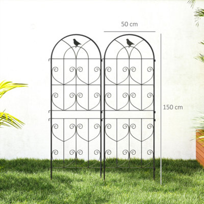 Outsunny Set of 2 Metal Garden Trellis, Outdoor Trellis Panels, 150 x 50cm