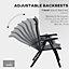 Outsunny Set of 2 Outdoor Rattan Folding Chair Set w/ Adjustable Backrest Grey