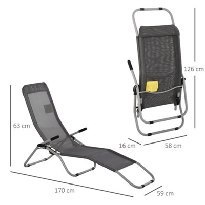 Outsunny Set of 2 Outdoor Recliner Portable Lounge Chairs Adjustable Backrest - 3