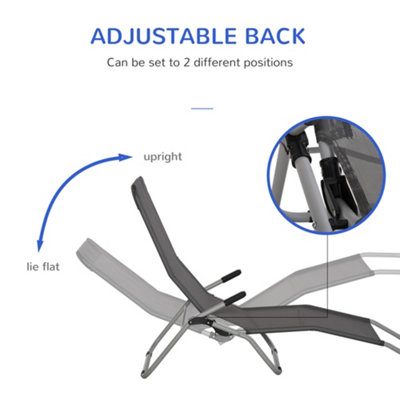 Outsunny Set of 2 Outdoor Recliner Portable Lounge Chairs Adjustable Backrest - 5